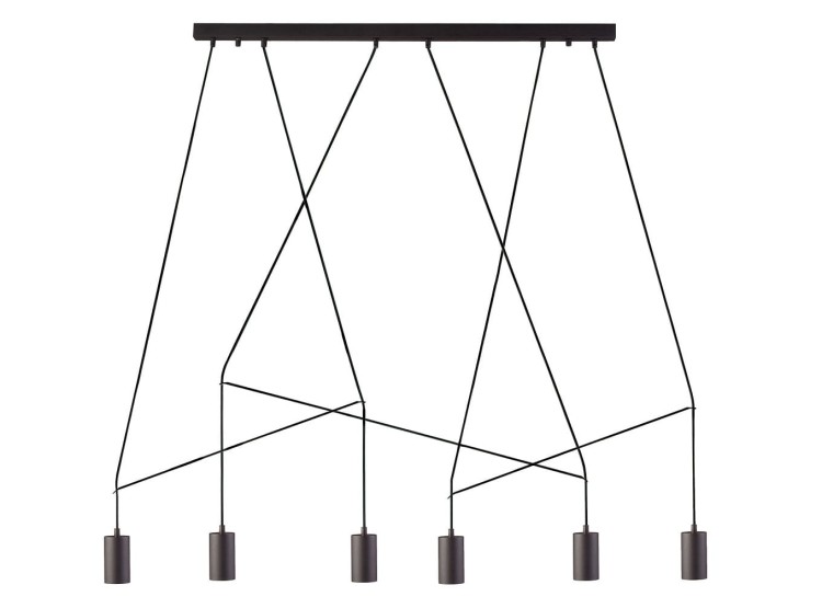 Lampa sufitowa wisząca Industrialna Loft IMBRIA BLACK VI 9675 NOWODVORSKI Lighting GU10 x6 oświetleniowa żyrandol nowoczesna metal do Kuchni Jadalni nad stół blat wyspę czarna listwa zwis Inspiracje Premium