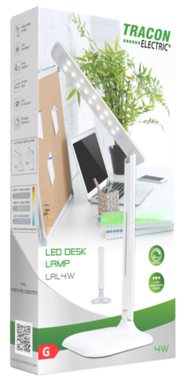 Lampa biurkowa, ze ściemniaczem 100-240 V, 50 Hz, 4 W, 2700-6000 K, EEI=G LAL4W Tracon Electric