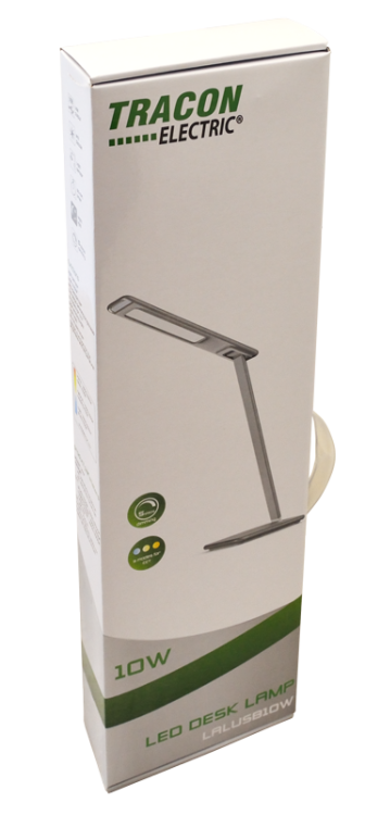 Lampa biurkowa, ze ściemniaczem, Ładowarka USB 100-240 V, 50 Hz, 10 W, 2700-6000 K, EEI=G LALUSB10W Tracon Electric