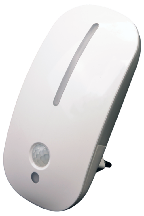 Lampka nocna wtykowa z czujnikiem zmierzchu 230VAC, 50Hz, 0,9W, 15lm, PIR+CDS, 3m NLS Tracon Electric