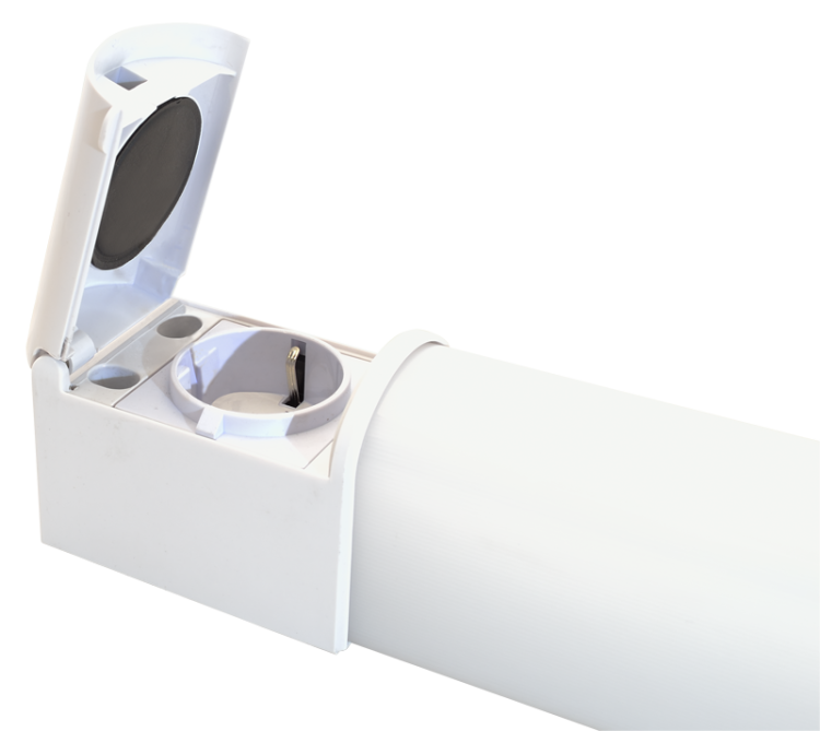 Hermetyczna oprawa meblowa LED z gniazdem schuko 230 V, 50 Hz, 8 W, 720 lm, 4000 K, IP44, EEI=G TLFLEDS8NW Tracon Electric