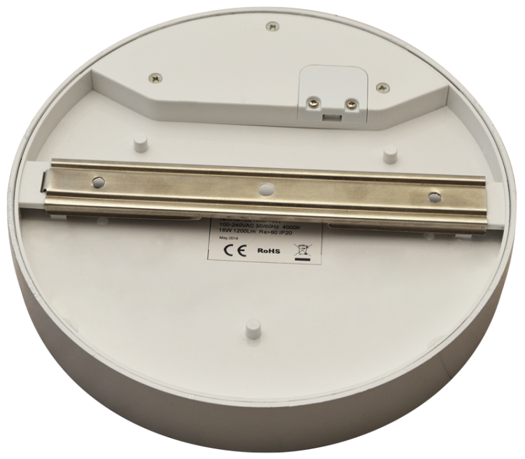 Oprawa LED, plastikowa obudowa, srebrna ramka 230 V, 50 Hz, 8 W, 600 lm, 3000 K, D=102mm, EEI=G MFDS8W Tracon Electric