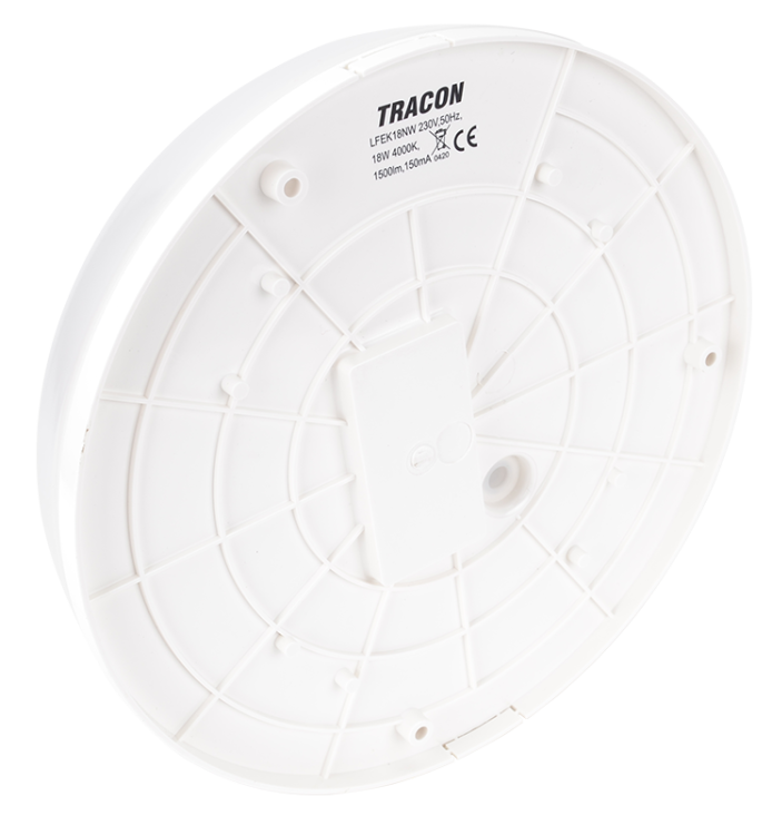 Okrągła hermetyczna oprawa LED - naścienna 230 VAC, 18 W, 4000 K, IP54, 1820 lm,D=230mm, EEI=F LFEK18NW Tracon Electric