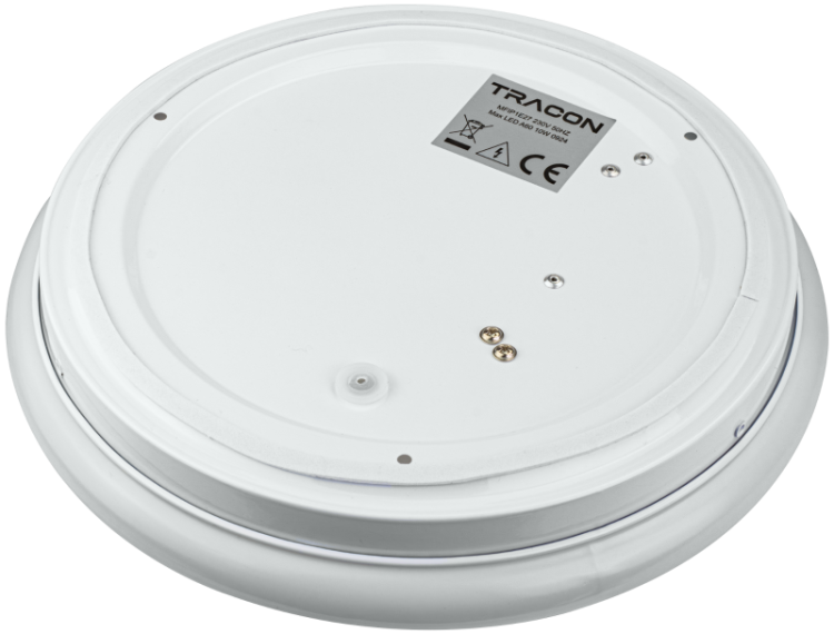 Oprawa sufitowa LED, opal, biała, okrągła 230V, 50Hz, max. 1x35W, E27, IP44, D=256mm MFIP1E27 Tracon Electric