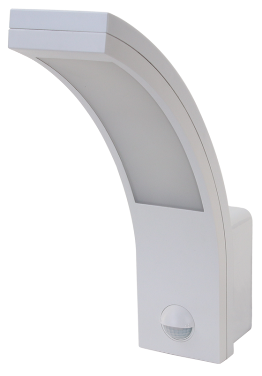 Oprawa naścienna LED z czujnikiem ruchu, zakrzywiona 230VAC, 15W, 140°, 2-9m, 10s-5m, 4500K , IP54, 1100lm, EEI=G SLI15W Tracon Electric