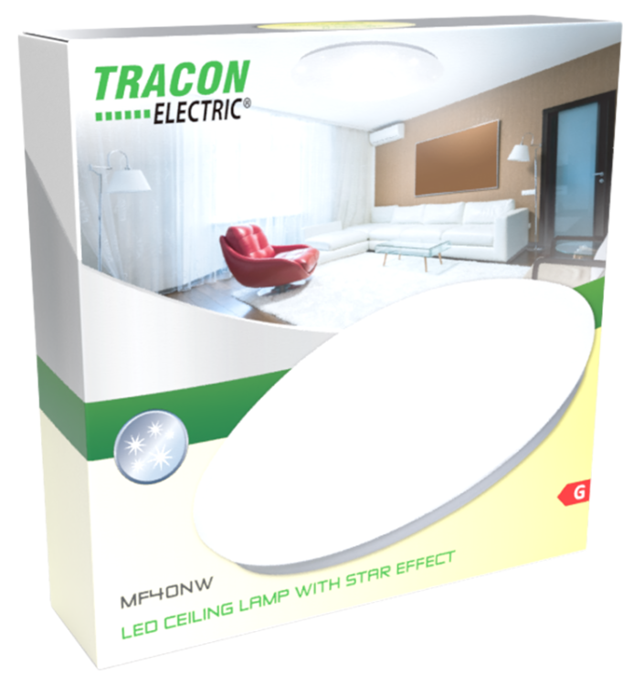 Lampa sufitowa LED z efektem nocnego nieba 230 VAC, 50 Hz, 60 W, 4000 lm, 4000 K, IP20, D=500mm, EEI=G MF60NW Tracon Electric