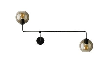 Lampa ścienna Kinkiet Industrialny Loft MONACO II 9362 NOWODVORSKI Lighting 2x E27 nowoczesna oprawa oświetleniowa szklana przyciemniana dymiona kula metal czarna podwójny przezroczysty Inspiracje Premium