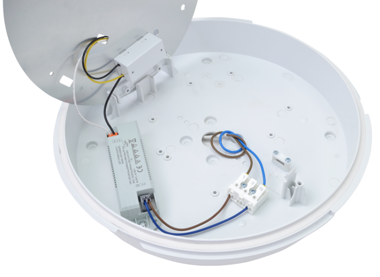 Naścienna oprawa hermetyczna LED, zmienna barwa 230 VAC, 12 W, 1200 lm, 3000/4000/6500 K, IP54,D=320mm,EEI=E ADAM12W Tracon Electric