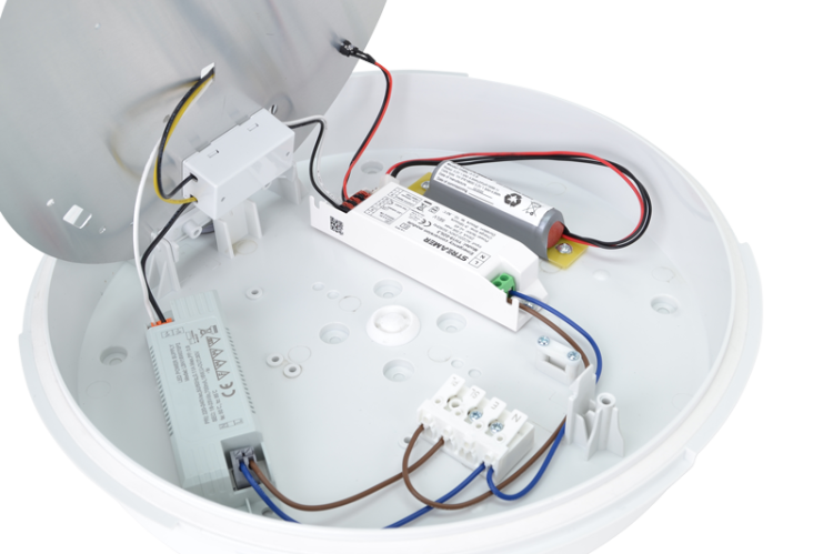 Naścienna oprawa hermetyczna LED, zmienna barwa, inwerter 230VAC,13/2W,1200/140lm,3000/4000/6500K,3h,IP54,EEI=E ADAME13W Tracon Electric