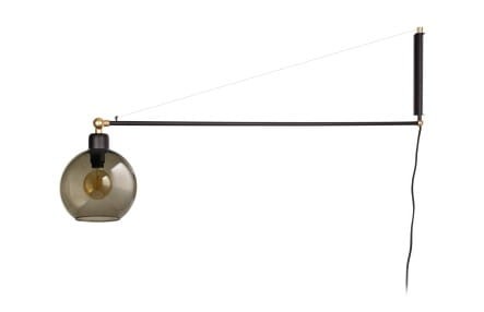 Lampa ścienna regulowana Kinkiet Industrialna Loft CRANE 9374 NOWODVORSKI Lighting E27 nowoczesna oprawa oświetleniowa z włącznikiem szklana przyciemniana dymiona kula metal czarna przezroczysta szkło dymione Inspiracje Premium