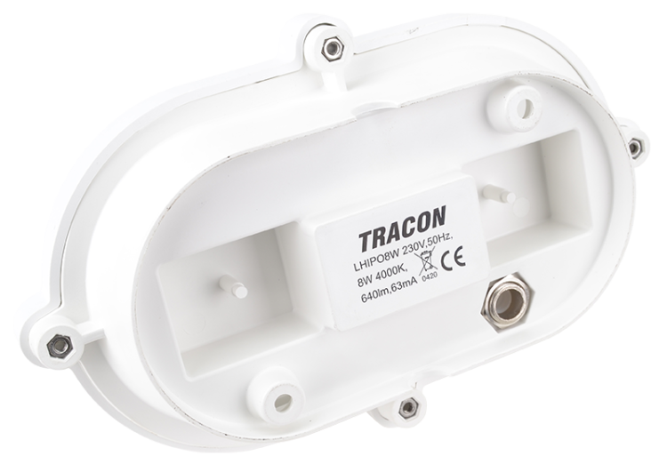 Hermetyczna okrągła oprawa LED owalna, obud. plastikowa 230 VAC, 50 Hz, 8 W, 710 lm, 4000 K, IP65, EEI=F LHIPO8W Tracon Electric