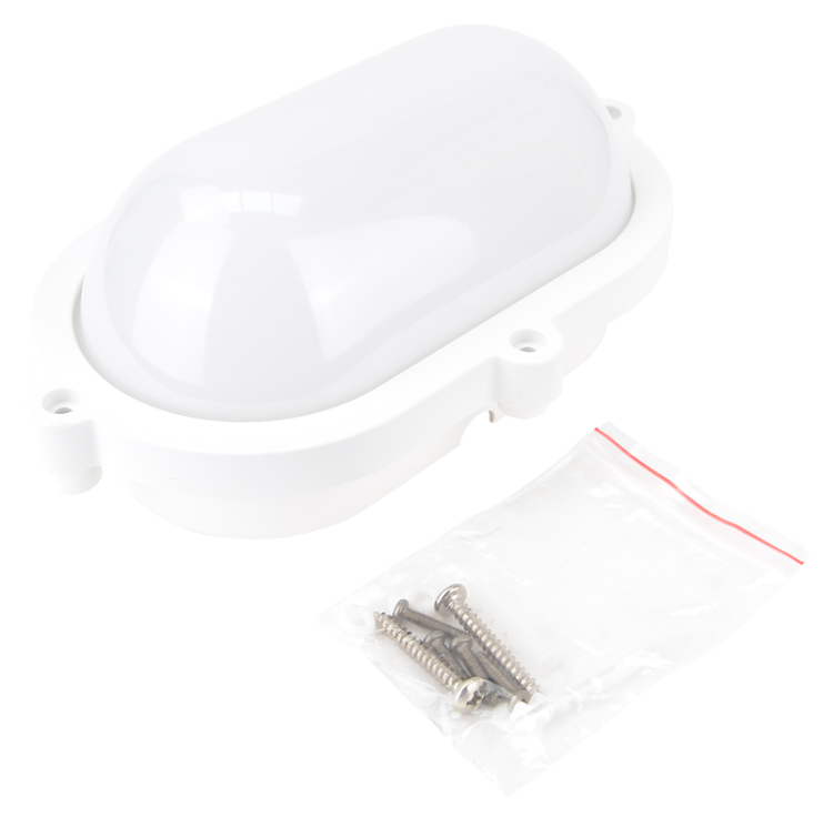 Hermetyczna okrągła oprawa LED owalna, obud. plastikowa 230 VAC, 50 Hz, 8 W, 710 lm, 4000 K, IP65, EEI=F LHIPO8W Tracon Electric