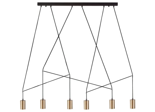 Lampa sufitowa wisząca Industrialna Loft IMBRIA SOLID BRASS VI 7955 NOWODVORSKI Lighting GU10 x6 oświetleniowa żyrandol nowoczesna metal do Kuchni Jadalni nad stół blat wyspę mosiądz złota czarno-złota listwa zwis Inspiracje Premium