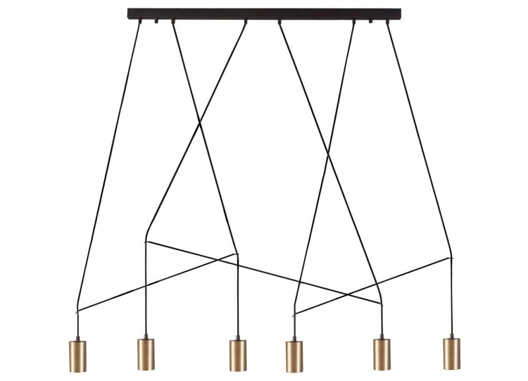 Lampa sufitowa wisząca Industrialna Loft IMBRIA SOLID BRASS VI 7955 NOWODVORSKI Lighting GU10 x6 oświetleniowa żyrandol nowoczesna metal do Kuchni Jadalni nad stół blat wyspę mosiądz złota czarno-złota listwa zwis Inspiracje Premium