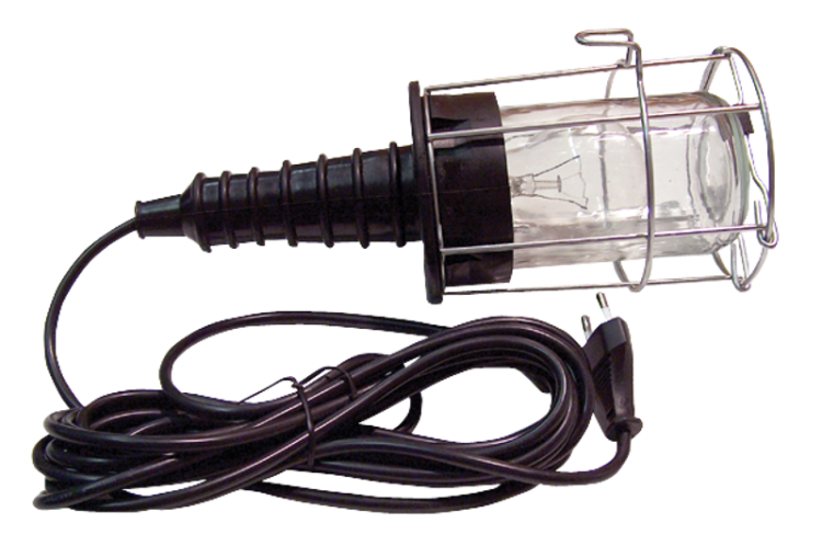 Lampa serwisowa z kratą metalową, klosz szklany, II. kl. o. 230V,50Hz,max.60W,5m, 2×0,75mm2, H05RN STL-03 Tracon Electric