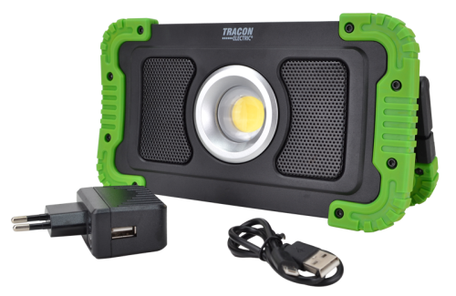 Reflektor montażowy LED z głośnikiem bluetooth 15W, 6000K, 3,7V, 8000mAh, Li-Ion, 1500lm, 4-10 h, IP40 STLFLBT15W Tracon Electric