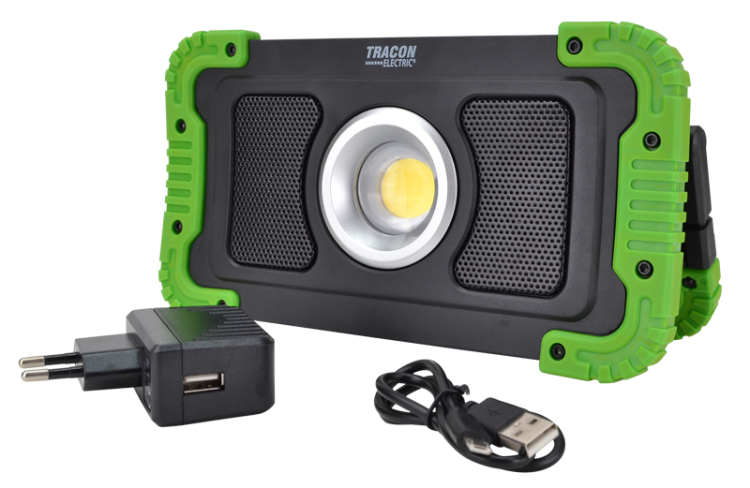 Reflektor montażowy LED z głośnikiem bluetooth 15W, 6000K, 3,7V, 8000mAh, Li-Ion, 1500lm, 4-10 h, IP40 STLFLBT15W Tracon Electric