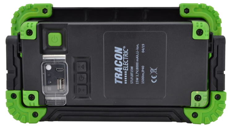 Reflektor montażowy LED z głośnikiem bluetooth 15W, 6000K, 3,7V, 8000mAh, Li-Ion, 1500lm, 4-10 h, IP40 STLFLBT15W Tracon Electric
