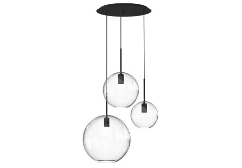 Lampa sufitowa wisząca Industrialna Loft SPHERE III zwis 7788 NOWODVORSKI Lighting 3x E27 nowoczesna oświetleniowa żyrandol szklana kula metal do Kuchni Jadalni nad stół blat wyspę czarna Inspiracje Premium