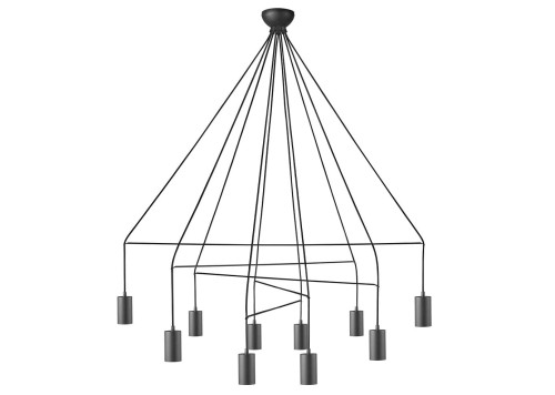 Lampa sufitowa wisząca Industrialna Loft IMBRIA BLACK X 9680 NOWODVORSKI Lighting GU10 x10 oświetleniowa żyrandol nowoczesna metal do Kuchni Jadalni nad stół blat wyspę czarny czarna zwis Inspiracje Premium