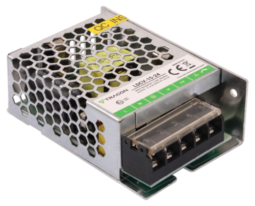 Zasilacz LED w metalowej obudowie 90-264VAC/24VDC,15W,0-0,7A, IP20 LDCV-15-24 Tracon Electric