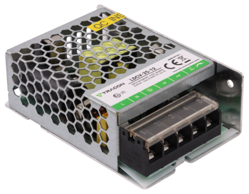 Zasilacz LED w metalowej obudowie 90-264VAC/12VDC,25W,0-2,1A, IP20 LDCV-25-12 Tracon Electric