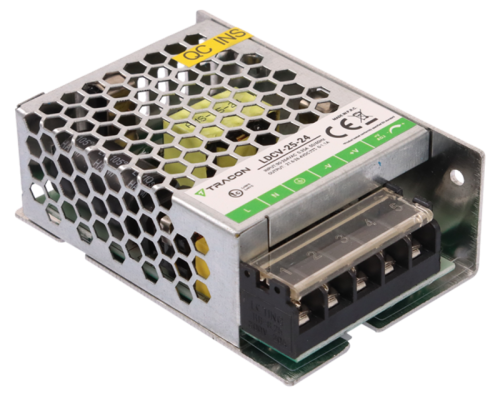 Zasilacz LED w metalowej obudowie 90-264VAC/24VDC,25W,0-1,1A, IP20 LDCV-25-24 Tracon Electric