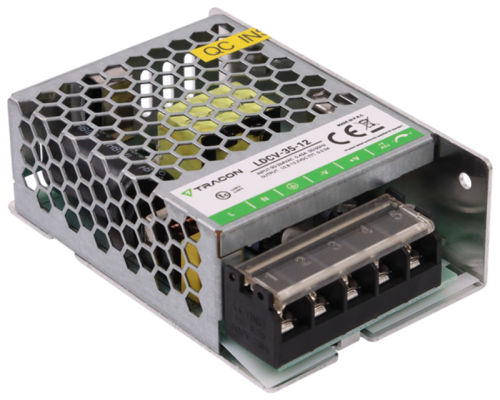 Zasilacz LED w metalowej obudowie 90-264VAC/12VDC,35W,0-3A, IP20 LDCV-35-12 Tracon Electric