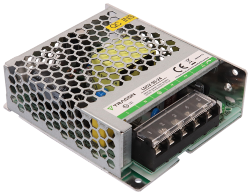 Zasilacz LED w metalowej obudowie 90-264VAC/24VDC,50W,0-2,2A, IP20 LDCV-50-24 Tracon Electric