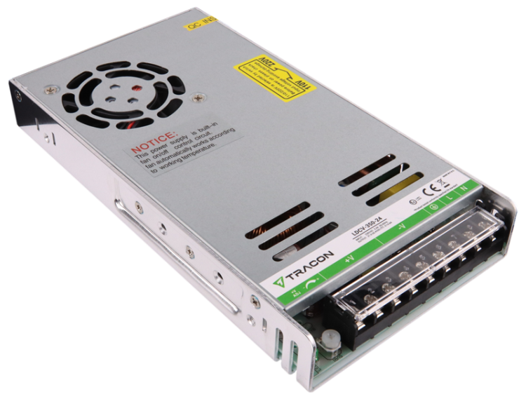 Zasilacz LED w metalowej obudowie 90-264VAC/24VDC,350W,0-14,6A, IP20 LDCV-350-24 Tracon Electric