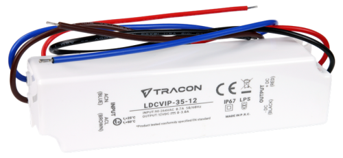 Zasilacz LED w obudowie z tworzywa 90-264VAC/12 VDC,35W,0-3A, IP67 LDCVIP-35-12 Tracon Electric