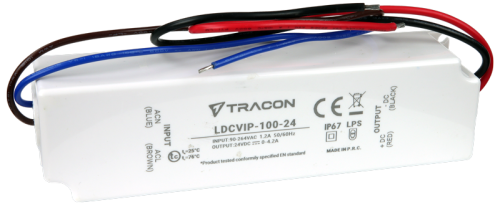 Zasilacz LED w obudowie z tworzywa 90-264VAC/24VDC,100W,0-4,2A, IP67 LDCVIP-100-24 Tracon Electric