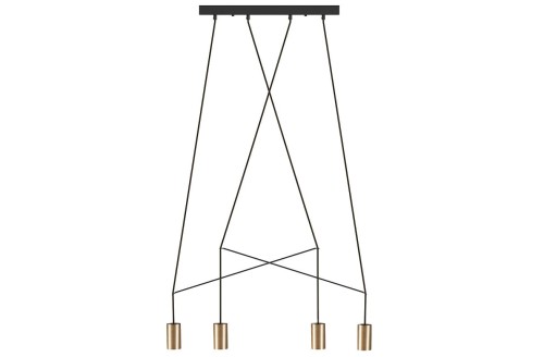 Lampa sufitowa wisząca Industrialna Loft IMBRIA SOLID BRASS IV 7957 NOWODVORSKI Lighting GU10 x4 oświetleniowa żyrandol nowoczesna metal do Kuchni Jadalni nad stół blat wyspę mosiądz złoto-czarna złota zwis Inspiracje Premium