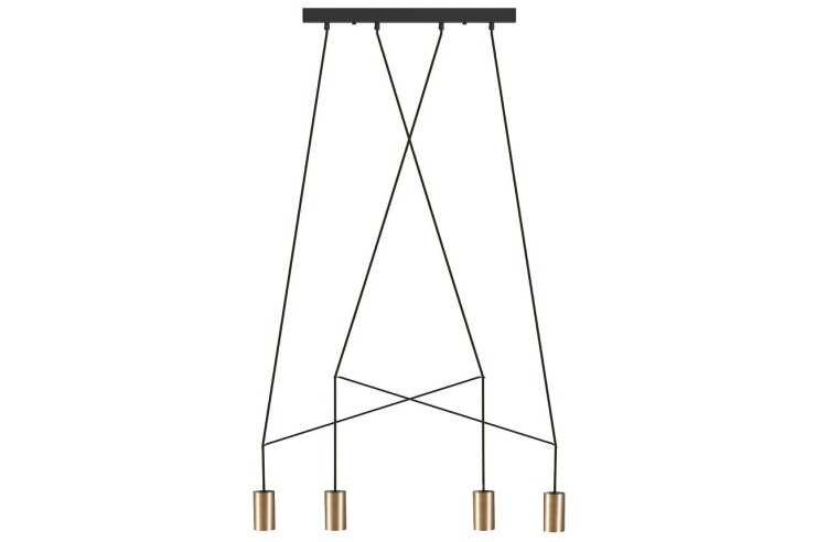 Lampa sufitowa wisząca Industrialna Loft IMBRIA SOLID BRASS IV 7957 NOWODVORSKI Lighting GU10 x4 oświetleniowa żyrandol nowoczesna metal do Kuchni Jadalni nad stół blat wyspę mosiądz złoto-czarna złota zwis Inspiracje Premium