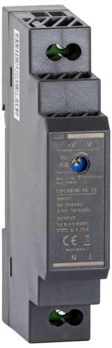 Zasilacz na szynę TH z regulowanym wyjściem DC 90-264VAC,0,5A/DC12V,1,25A/15W LDCVDIN-15-12 Tracon Electric