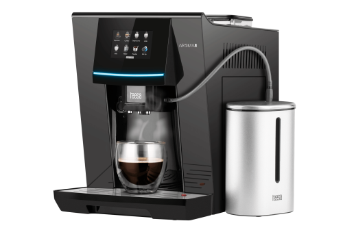 Ekspres Automatyczny ciśnieniowy do kawy z młynkiem i spieniaczem do mleka AROMA 800 TSA4008 Teesa z ekranem dotykowym podgrzewaczem do filiżanek Espress Coffee Cappuccino Latte