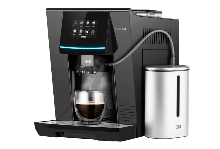 Ekspres Automatyczny ciśnieniowy do kawy z młynkiem i spieniaczem do mleka AROMA 800 TSA4008 Teesa z ekranem dotykowym podgrzewaczem do filiżanek Espress Coffee Cappuccino Latte