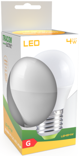 Żarówka Źródło światła LED, mała kulka 230 VAC, 5 W, 4000 K, E27, 380 lm, 200°, G45, EEI=G LG455NW Tracon Electric