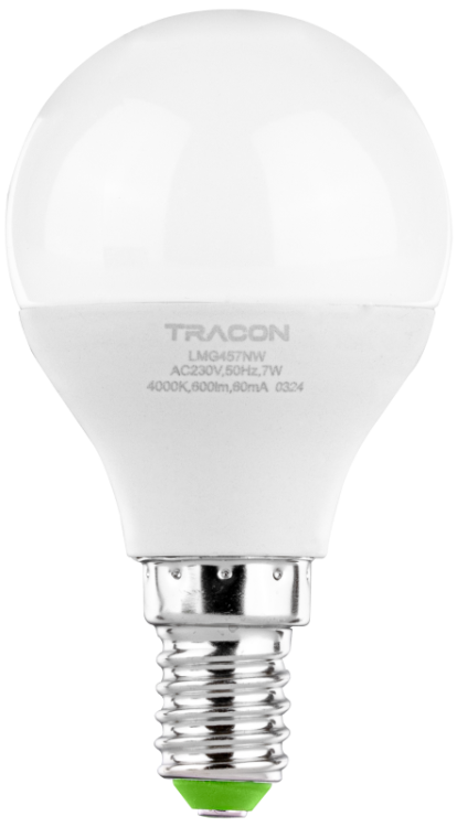 Żarówka Led - Glob 230 V, 50 Hz, E14, 7 W, 600 lm,200°, 4000 K, EEI=F LMG457NW Tracon Electric