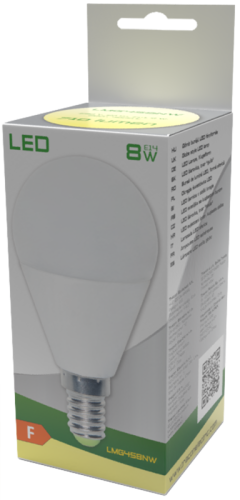 Żarówka Led - Glob 230 V, 50 Hz, E14, 8 W, 710 lm,200° 2700 K, EEI=F LMG458W Tracon Electric