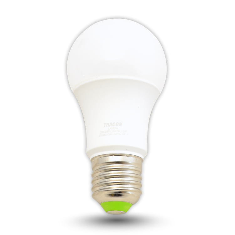 Żarówka Led - Glob 230 V, 50 Hz, 5 W, 4000 K, E27, 400 lm, 200°, A55, EEI=G LA555NW Tracon Electric