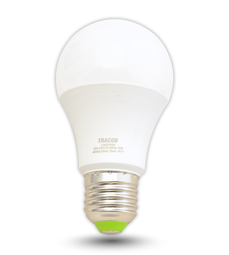 Żarówka Led - Glob 230 V, 50 Hz, 10 W, 4000 K, E27, 935 lm, 200°, A60, EEI=F LA6010NW Tracon Electric
