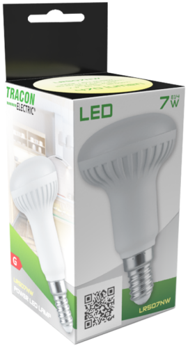 Żarówka LED 230 V, 50 Hz, E14, 7 W, 470 lm, 2700 K, 120°, EEI=G LR507W Tracon Electric