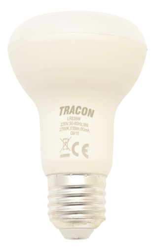 Żarówka LED 230 V, 50 Hz, E27, 9 W, 638 lm, 2700 K, 120°, EEI=G LR639W Tracon Electric