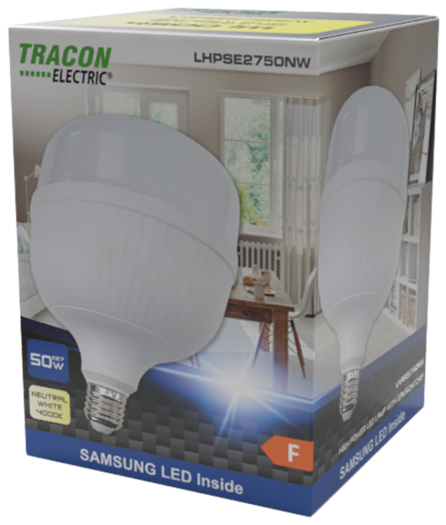 Żarówka LED o wysokiej mocy, z chipem Samsung 220-240 V, 50 Hz, 20 W, 4000 K, 1700 lm, E27, EEI=F LHPSE2720NW Tracon Electric