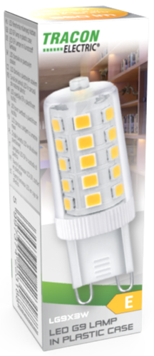 Żarówka Źródło światła LED w obudowie plastikowej 230 VAC, 3 W, 2700 K, G9, 350 lm, 270°, EEI=E LG9X3W Tracon Electric