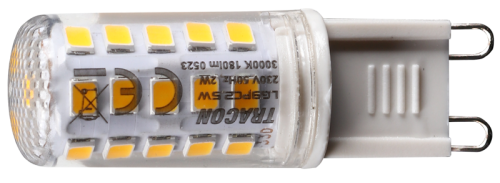 Żarówka Źródło światła LED G9 w obudowie plastikowej 230 V, 50 Hz, G9, 2 W, 180 lm, 3000 K, 300°, EEI=F LG9PC2,5W Tracon Electric