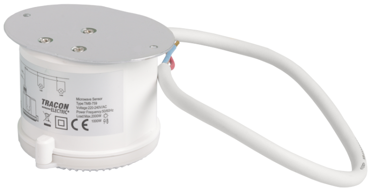 Radarowy czujnik ruchu do wysokich sufitów 230V, 50Hz, 5,8GHz, 360°, 4-15m, 5s-30min, 3-2000lux, IP65 TMB-759 Tracon Electric