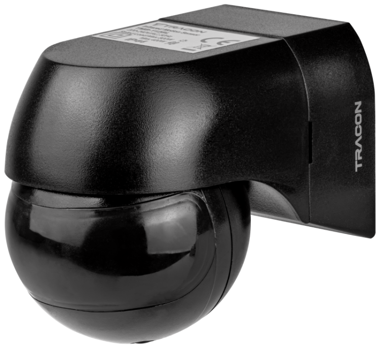 Czujnik ruchu montowany na ścianie, czarny 230V, 50Hz, 180°, max. 12m, 10s-15min, 3-2000lux, IP44 TMB-112BL Tracon Electric