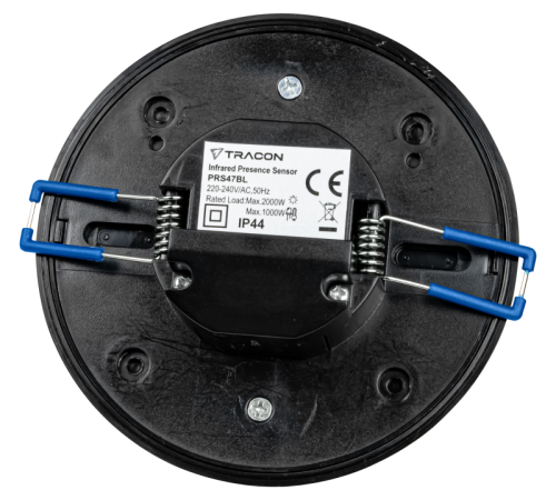 Czujnik obecności, czarny 230V, 50Hz, 360°, 1000W, 1-20m, 10s-30min, 3-2000lux, IP44 PRS47BL Tracon Electric